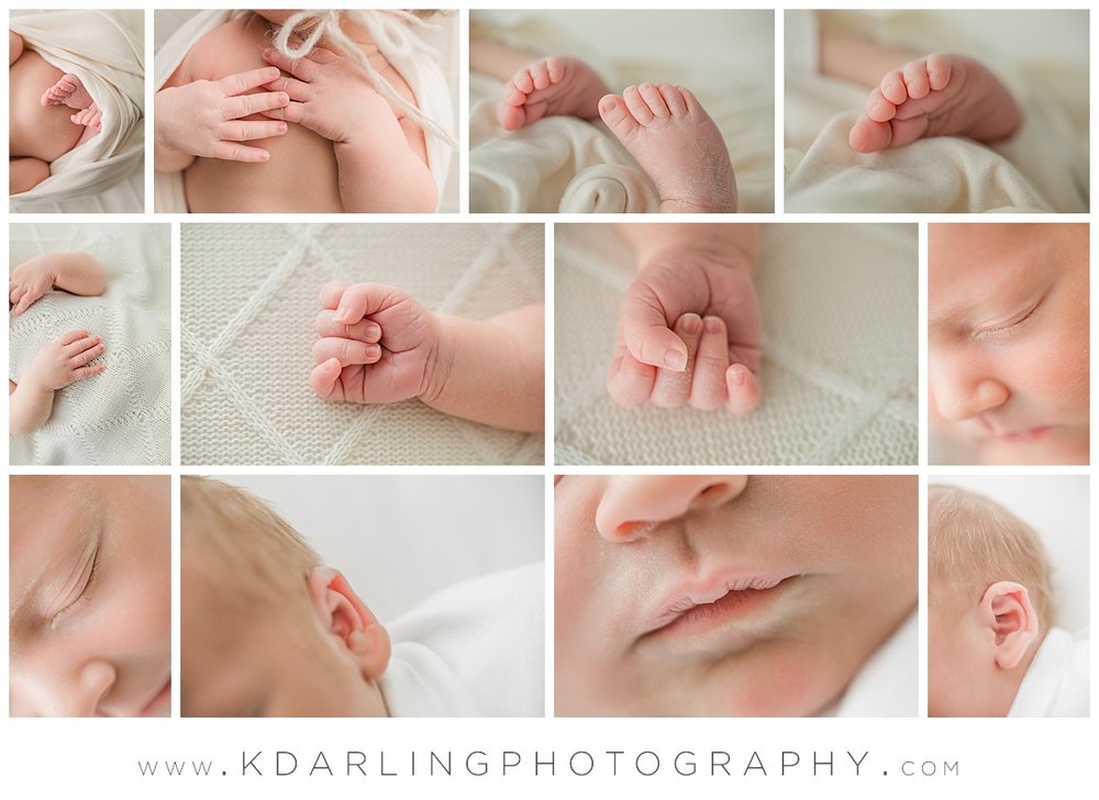 Macro photos of newborn baby features