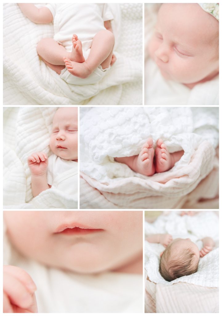 Newborn baby macro details in all white