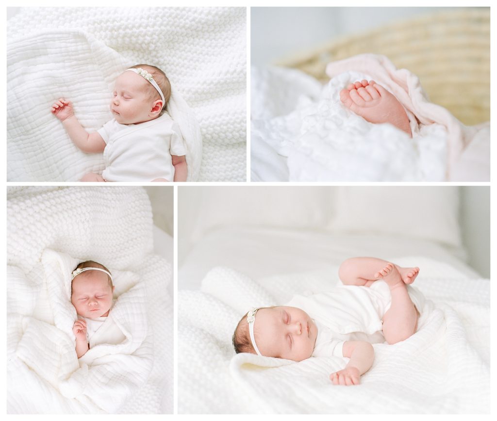newborn baby photo shoot in all white studio