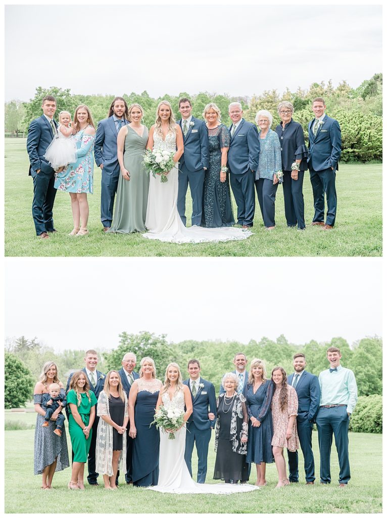Family wedding pictures at the arboretum at the university of Illinois in Urbana, illlinois